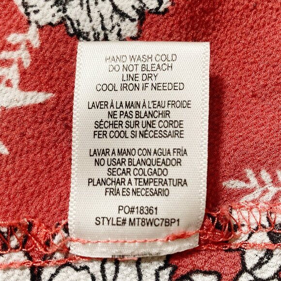 BOBEAU Dark salmon pink black white floral print sleeveless shirt ~ MEDIUM LARGE - Picture 11 of 13